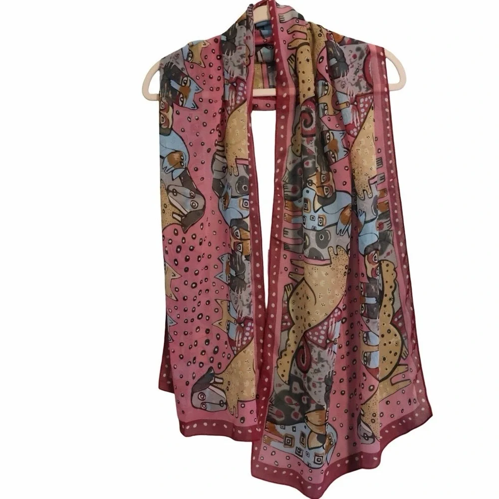 Long Cats And Dogs Novelty Scarf Chiffon Wrapable